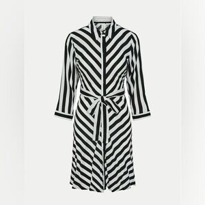 Peacocks Monochrome Striped Long Sleeve Dress